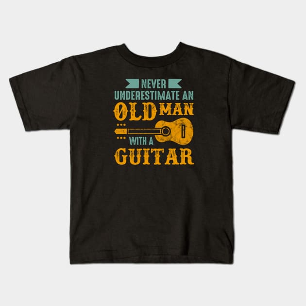 Old man with a guitar Kids T-Shirt by OutfittersAve